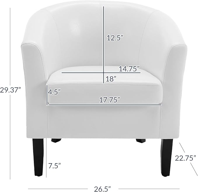 BELLEZE Accent Barrel Chair, Club Tub Sofa Corner Chair with Flared Legs and Cozy Soft Padding for Living Room Bedroom Waiting Room - White-Ruum Studio Home