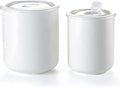 Food Storage Containers with Airtight Lids: Ceramic Canister Sets for Kitchen Countertop - Porcelain Jar for Coffee Tea Flour Sugar Rice Cookies Candy - White (42+75 oz)-Ruum Studio Home