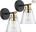 Hamilyeah Black and Gold Wall Sconces Set of 2, Bathroom Sconces Wall Lighting Fixture Indoor with Glass Shade, Mordern Black Wall Sconce Lighting for Kitchen, Hallway, Living Room-Ruum Studio Home