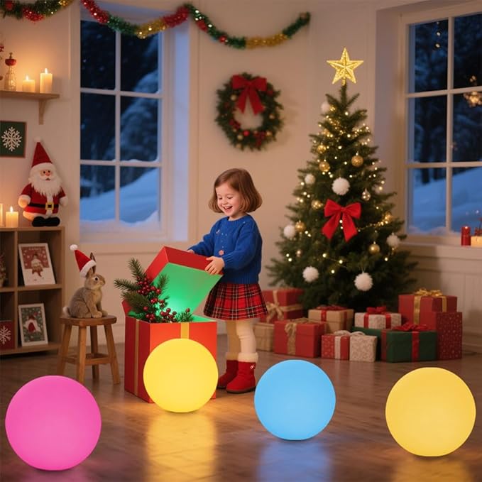 10-in Solar Globe Light, Solar Garden Ball Light Outdoor w/Remote, 16 RGB Color 4 Modes Glowing Ball, Waterproof Smart Light Sensor Control Outdoor Orb Lamp w/Ground Stake for Pathway Patio Yard Party-Ruum Studio Home