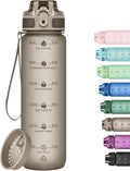 32oz Motivational Water Bottles with Time Marker & Fruit Strainer, Transparent Gradient Color Water Bottle with Times to Drink, Leakproof & BPA Free, Reusable Bottle with Strap (No Straw)-Ruum Studio Home