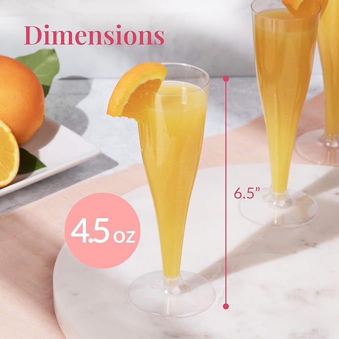 Prestee Set of 200 Plastic Champagne Flutes - Clear Champagne Glasses for Parties, Weddings, Events - 4.5 oz Disposable Drinkware - Elegant Stemware for Toasts Cocktails Mimosas-Ruum Studio Home