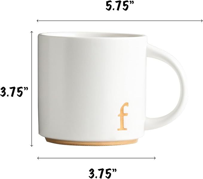 COLLECTIVE HOME - Monogram Ceramic Mugs, 15 oz Golden Initial Coffee Cups, Elegant Alphabet Tea Mugs, Elegant Personalized Mug with Gift Box, Luxurious Cups for Office and Home (f)-Ruum Studio Home