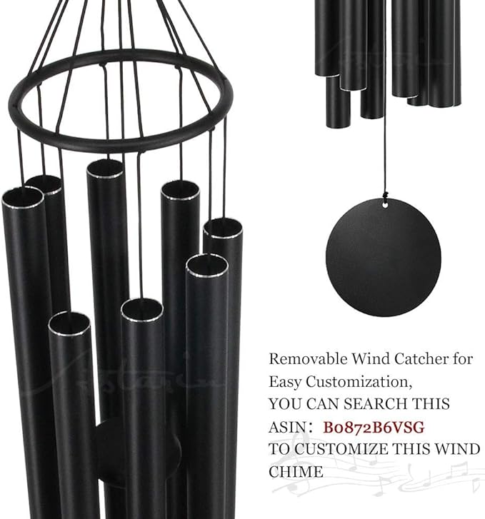 ASTARIN Large Wind Chimes for Outside(38 inch), Sympathy Wind Chimes Outdoor Clearance with 8 Aluminum Tuned Black Tubes, Memorial Wind Chimes Gift Decoration for Home, Garden,Patio,Backyard.-Ruum Studio Home