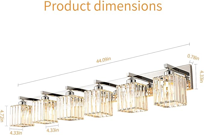 Modern 6-Light Chrome Crystal Bathroom Vanity Light Fixtures-Ruum Studio Home
