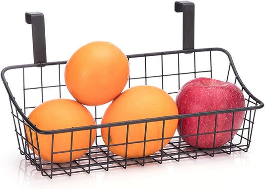 LeleCAT Basket with hook Grid Storage Basket, Hang it behind a door or on a railing, Over the Cabinet Door, Small, BLack,1 Pack-Ruum Studio Home