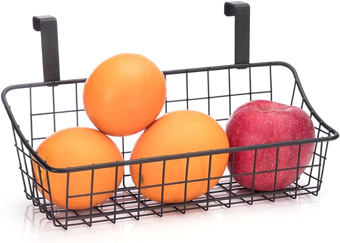 LeleCAT Basket with hook Grid Storage Basket,Hang it behind a door or on a railing,Over the Cabinet Door,Champagne Gray,2 Pack-Ruum Studio Home
