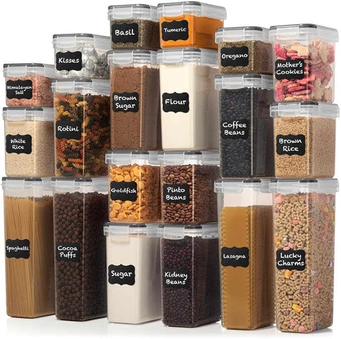 WHITE FEATHER SUPPLIES 40 PCS Airtight Food Storage Containers with Lids - BPA Free Durable Plastic Leakproof Flour Sugar Cereal Containers Storage for Pantry Organization - Dishwasher Safe-Ruum Studio Home