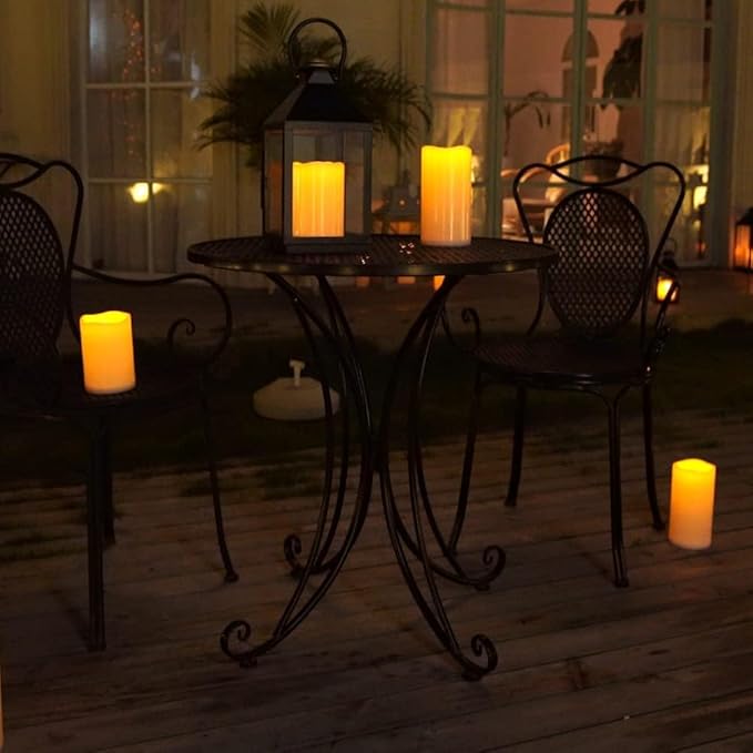 Homemory 6" x 4" Large Waterproof Outdoor Flameless Candles with Remote Control and Timer, Battery Operated Flickering LED Pillar Candles for Indoor Outdoor Lanterns, Porch, Long Lasting, Set of 4