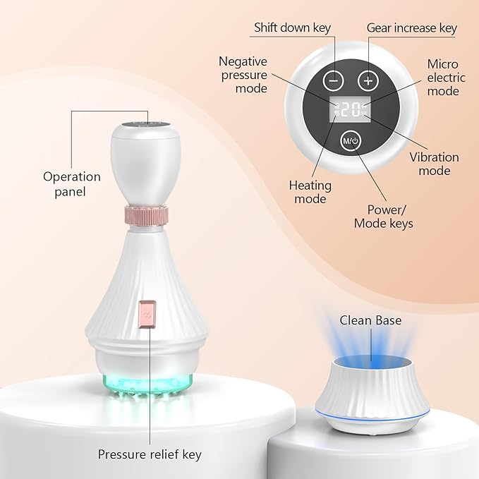 KTS Smart Cupping Therapy Set with Clean Base, 4-in-1 Electric Cupping Therapy Massager, Multi-Function Vacuum Therapy for Pain Relief, Blood Circulation-Ruum Studio Home