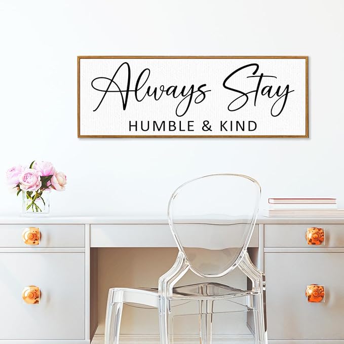 Always Stay Humble & Kind Sign Wall Art Decor Rustic Farmhouse Home Canvas Framed Print for Living Room Entryway Wall Decor,Lets Stay Family Home Rustic Hanging Decoration-Ruum Studio Home