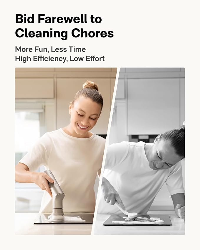 HOTO Cordless Electric Spin Scrubber, IPX7 Full Body Waterproof Dish Scrubber Brush, Bathroom Cleaning Brush, Max 22 in-lb, Power Scrubber with 9 Brush Heads for Kitchen, Sink, Bathroom, Shower, Tile-Ruum Studio Home