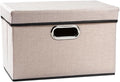 PRANDOM Foldable Storage Bin with Lid [1-Pack] Linen Fabric Decorative Storage Box Organizer Container Basket Cube with Handles Divider for Closet Office Living Room Light Grey(14.9x9.8x9.8)-Ruum Studio Home