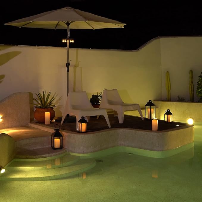 5plots 4" x 8" Single Waterproof Outdoor Flameless Candles, Battery Operated Flickering LED Pillar Candles with Remote and Timers for Indoor Outdoor Lanterns, Long Lasting, Large-Ruum Studio Home