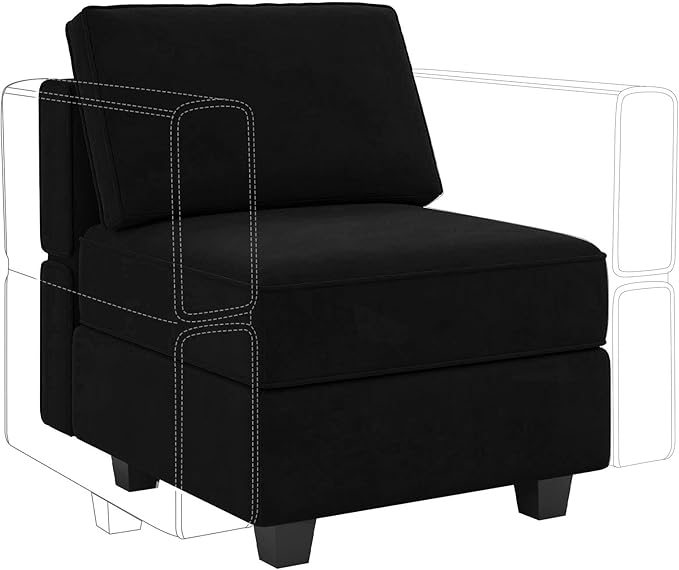 Belffin Modular Sofa Middle Module with Storage Accent Armless Chair for Modular Sectional Sofa Couch Velvet Black-Ruum Studio Home