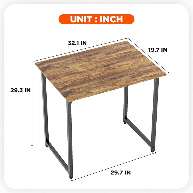 PayLessHere | 32 Inch Computer Desk | Brown | Office Desk with Metal Frame, Adjustable Feet | Water-Resistant, Scratchproof Surface | Sturdy Writing Table for Home Office or Study | Pack of 2-Ruum Studio Home