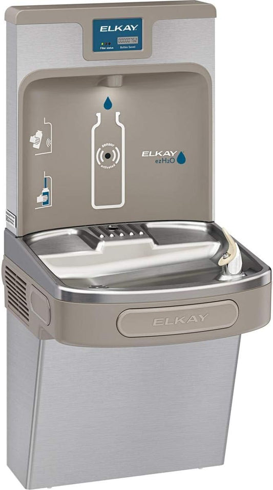 Elkay LZS8WSSP Enhanced Bottle Filler & Single ADA Cooler Refrigerated Stainless High Capacity Lead Drop Down Wrapper-Ruum Studio Home