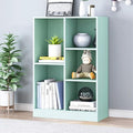 IOTXY Open Shelf Low Bookcase - Wooden 3-Tier Floor Standing Display Cabinet Organizer with Base, 5 Cubes Short Horizontal Bookshelf in Tiffany-Green-Ruum Studio Home