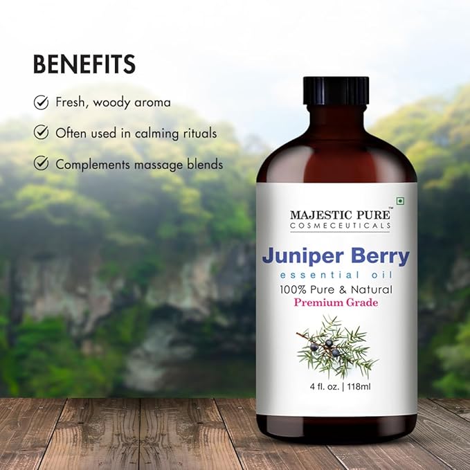 Majestic Pure Juniper Essential Oil with Glass Dropper - Huge 4 Fl Oz - 100% Pure and Natural Juniper Oil - Premium Grade Essential Oils for Diffuser, Aromatherapy, Soap and Candle Making-Ruum Studio Home