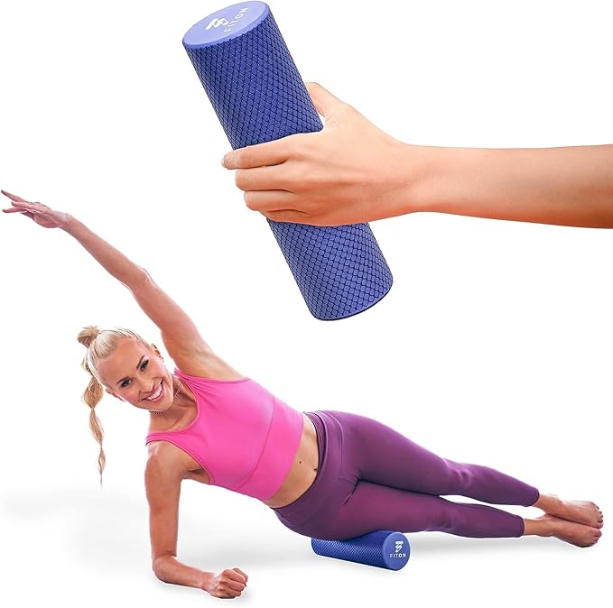 Recovery Foam Roller - High Density Travel Foam Roller for Muscle Massage and Deep Tissue Relief - Compact and Portable for Exercise, Travel, and Fitness - 12"x4", Purple-Ruum Studio Home