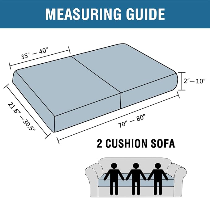 H.VERSAILTEX Super Stretch Individual Seat Cushion Covers - Thick Jacquard Textured Twill Fabric (2 Piece Large Sofa Cushion Covers, Chocolate)-Ruum Studio Home