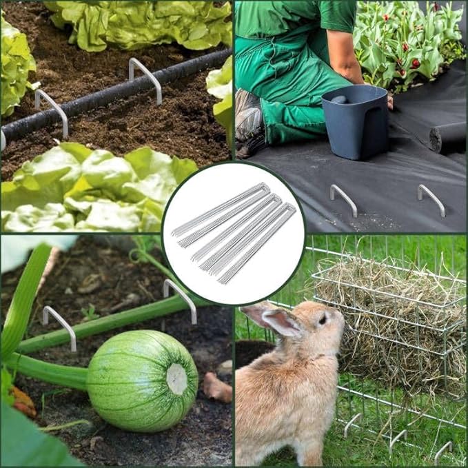 FEED GARDEN 6 Inch 25 Pack Galvanized Landscape Staples 11 Gauge Turf Garden Stakes Tent Stakes Landscaping Fabric SOD Pins Yard Stakes for Weed Barrier Fabric-Ruum Studio Home