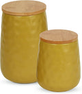 DII Kitchen Accessories Collection, Textured Matte Ceramic Canister Set, Lemongrass, Dimple, 2 Piece-Ruum Studio Home
