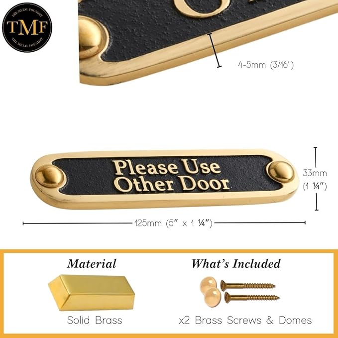 Please Use Other Door Brass Door Sign. Traditional Style Home Décor Wall Plaque Handmade By The Metal Foundry UK.-Ruum Studio Home