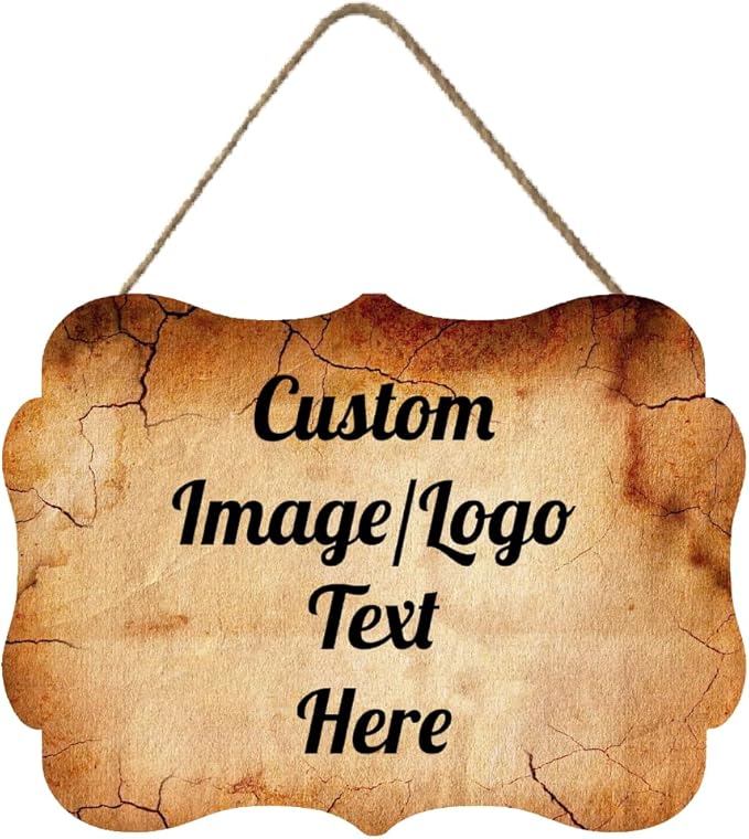 Personalized Wooden Welcome Sign for Front Door - Customized Image/Text Hanging Decor, Farmhouse Style, 11.2 * 8 Inch-Ruum Studio Home