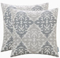 HWY 50 Gray Grey Decorative Throw Pillow Covers 18x18 Inch, Pack of 2 Embroidered Linen Farmhouse Cushion Cover Pillow Case for Sofa Couch Living Room Bed Bedroon, Accent Geometric-Ruum Studio Home