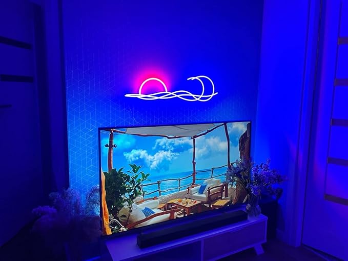 LED Decorative Lights USB Mountains Sunrise Sunset Led Neon Signs Home Decoration Wall Art Holiday Gift Brightness Adjustable 16.5''x9.5''-Ruum Studio Home