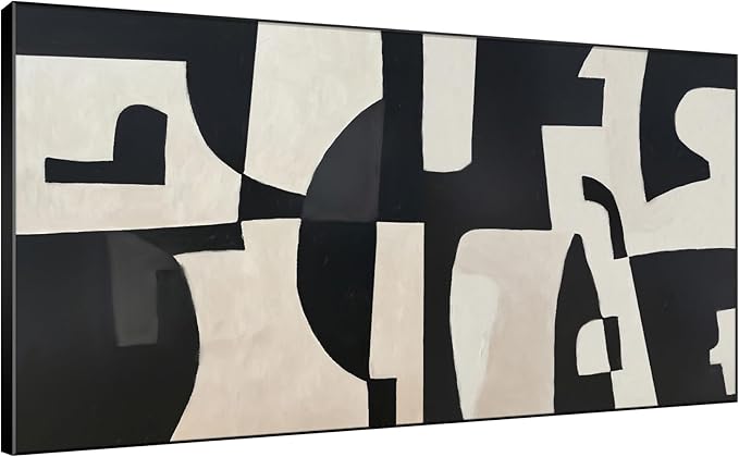 SIGNWIN 36"x72" Extra Large Framed Wall Art Black and White Abstract Geometric Design, Minimalist Modern Print for Home Living Room Bedroom Decor (Frame Assembly Required)-Ruum Studio Home