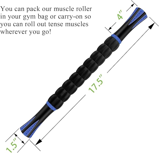 Muscle Roller Massage Roller Stick for Athletes, Help Reducing Muscle Soreness Cramping Tightness Leg Arms Back Calves Muscle Massager（Blue-Black- 18 inch）-Ruum Studio Home