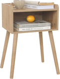 MaxSmeo Nightstand, Mid Century Modern Side Table Bedroom with Storage, Small End Bedside Table with Solid Wood Legs for Living Room, Office Small Spaces (Rustic Walnut)-Ruum Studio Home