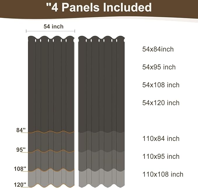 HolidayIdeas 4 Panels Outdoor Curtains for Patio Waterproof Linen Curtains 95 Inch Length-Outside Curtains Heavy Duty, Privacy, Weighted for Pergola, Porch, Gazebo-54 Wide x 95" Long Light Grey-Ruum Studio Home