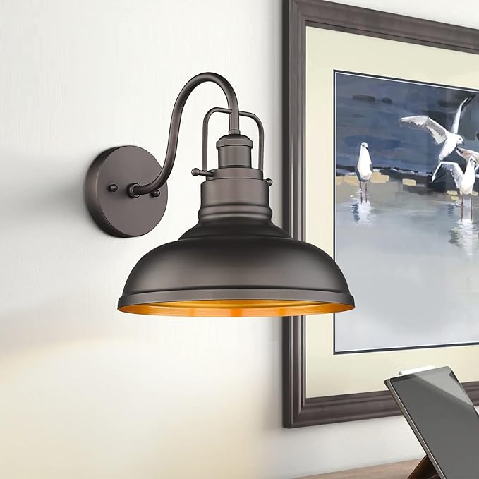 zeyu 11" Farmhouse Gooseneck Barn Light, Vintage Wall Light Sconce for Porch Warehouse Kitchen, Oil Rubbed Bronze Finish, 016-1B ORB-Ruum Studio Home
