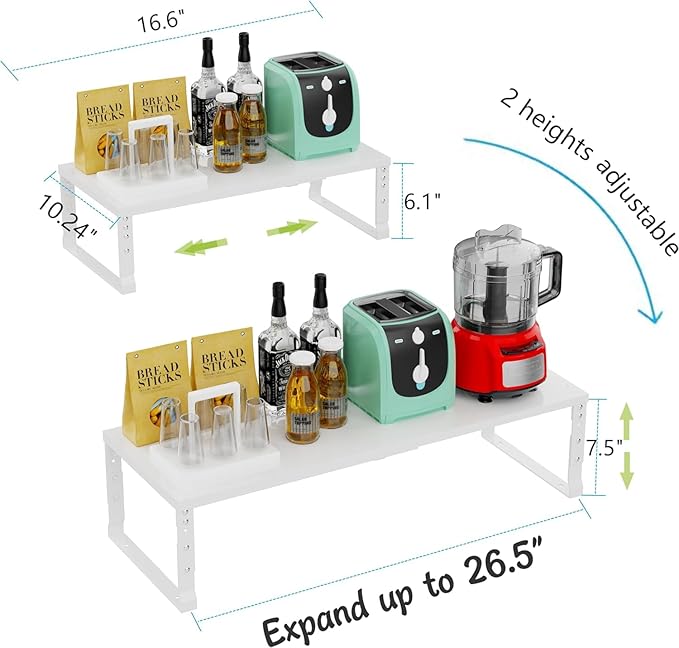 Expandable,Stackable Spice Rack,Seasoning Organizer and Storage,Spices Jar Racks for Cabinet,Countertop, Metal Pantry, Cupboard,Laundry Storages,Heavy Duty(1 PACK/LARGE/WHITE)-Ruum Studio Home