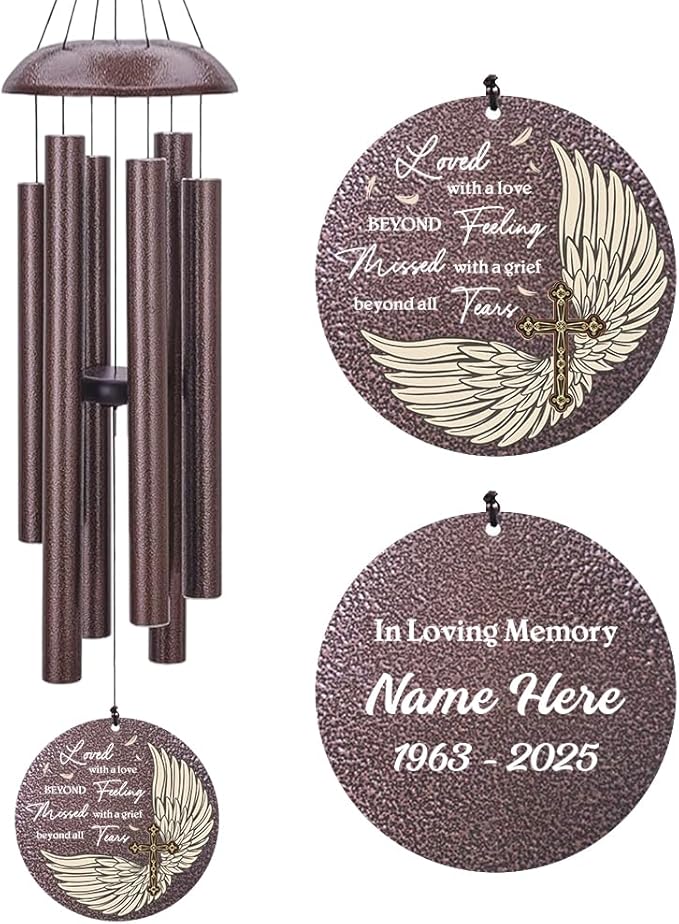 Personalized Sympathy Wind Chime, Wind Chimes for Loss of Loved Father/Mother/Lover, Commemorative Sympathy Bereavement Gifts for Condolences/Funeral-Ruum Studio Home