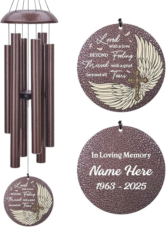 Personalized Sympathy Wind Chime, Wind Chimes for Loss of Loved Father/Mother/Lover, Commemorative Sympathy Bereavement Gifts for Condolences/Funeral-Ruum Studio Home