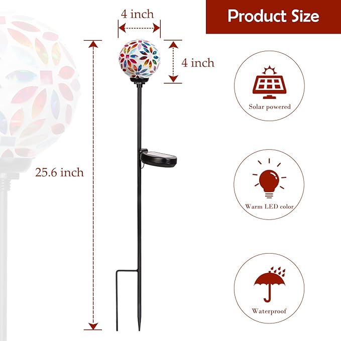 Afirst Solar Lights Outdoor Decorative - Solar Mosaic Garden Stakes Flower Decorative Lights Waterproof for Pathway Yard Lawn Decoration Multi-Ruum Studio Home