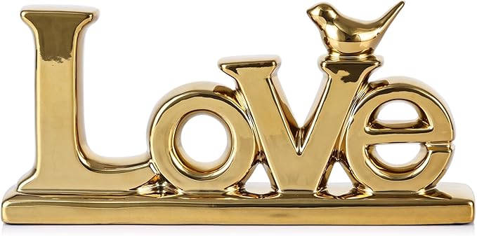 Love Sign Decoration - Gold Bird Sculpture Personalized Love Decor for Home, Living Room, Bedroom, Desktop & Cabinets-Ruum Studio Home
