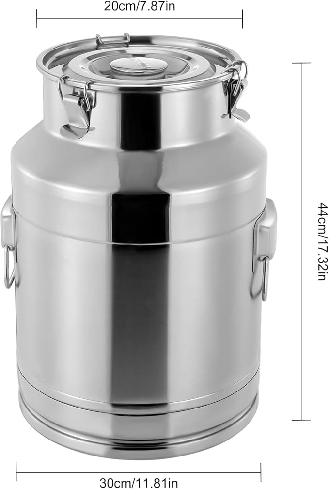 304 Food-Grade Stainless Steel Ice Bucket with Lid, 28L/7.4Gallon Good Sealing Storage Canister Milk Bucket Milk Can for Coffee, Tea, Water, Milk, Soup-Ruum Studio Home