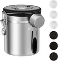 ShanSon Coffee Canister Airtight Coffee Container Stainless Steel Coffee Bean Storage Container with Scoop Coffee Canister for Beans Grounds Sugar Flour Tea Cereal,16OZ,Silver-Ruum Studio Home