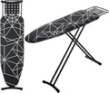 Ironing Board 43x13, Compact Iron Board Full Size with Heavy Duty Iron Rest, Thick Padded Cover, Adjustable Height, Sturdy Lightweight Steel Legs, Black-Ruum Studio Home