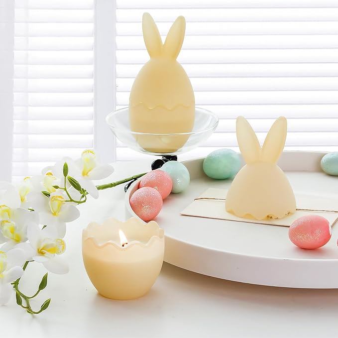 Vanilla Scented Candle, Bunny Spring Home Decor, Indoor Easter Decoration for Table Centerpiece, Gift for Women-Ruum Studio Home