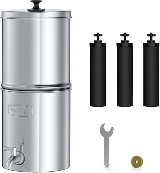 Waterdrop Gravity-fed Water Filter System, with Upgrade 3 Black Carbon Filters and Metal Spigot, 9000 Gallon Longer Lifespan and 150% Faster Flow, King Tank Series, 2.25G-Ruum Studio Home