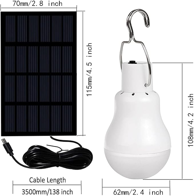 Solar Light Bulb Portable 350LM Solar Powered Camping Light Led Lantern Outdoor for Lamp Light Hiking Fishing Tent Indoor Shed Chicken Coop Hurricane Emergency with USB Chargeable-Ruum Studio Home