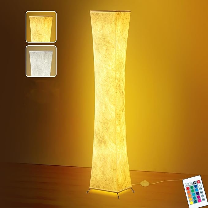 BLUEYE Floor Lamp,1800Lumens,RGBW 2700K-6500K,Remote Control,2 X 80W Equivalent,E26 Base,Color Changing Standing Lamp for Living Room Bedroom,Duppon Paper,60in-Ruum Studio Home