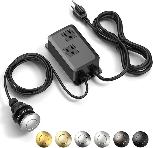 Garbage Disposal Air Switch Kit -Professional- Dual Outlet, Sink Top Waste Disposer On/Off, Garbage Disposal Button, UL Listed-Ruum Studio Home