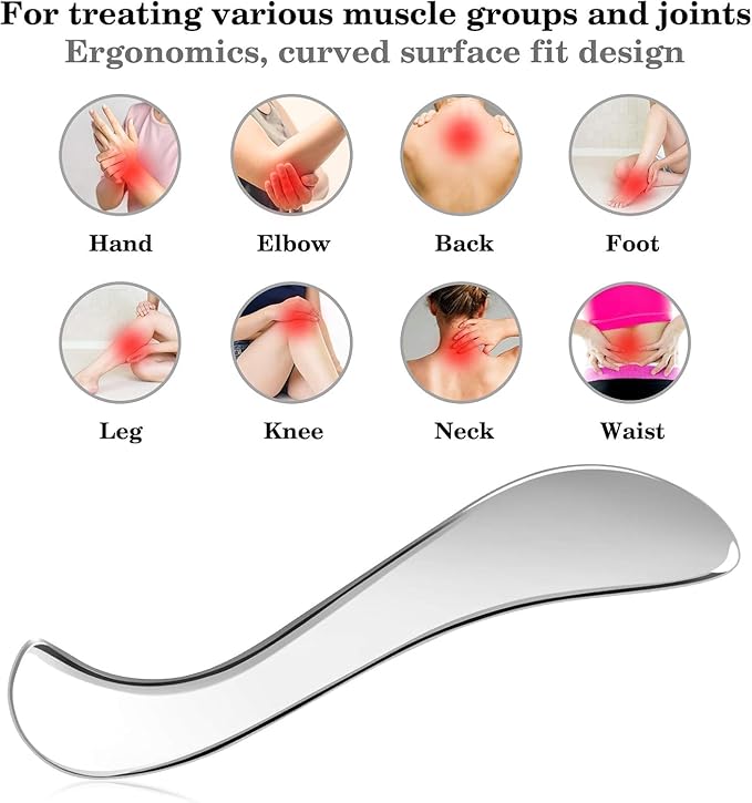 3 in 1 Guasha Massage Tool, Grade Stainless Steel Scraping Tool for Soft Tissue Upgrade Physical Therapy Stuff,Used for Back, Legs, Arms,Neck,Shoulder, Gua sha Tool… (Square+S-Shape+D-Shape)-Ruum Studio Home
